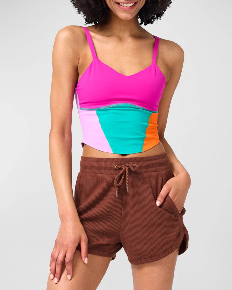 Jade Colorblock Action Corset Crop Tank